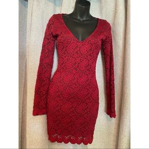 Beautiful Burgundy Cocktail Lace Dress